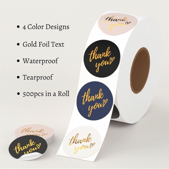 COPY - Thanks you 1 roll Labels contains 500 stickers in 4 different colors - Picture 1 of 7
